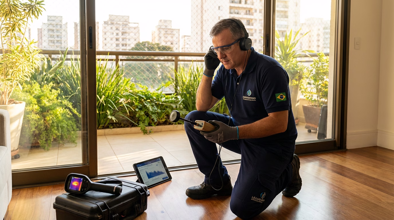 Profissional realizando inspeção hidráulica